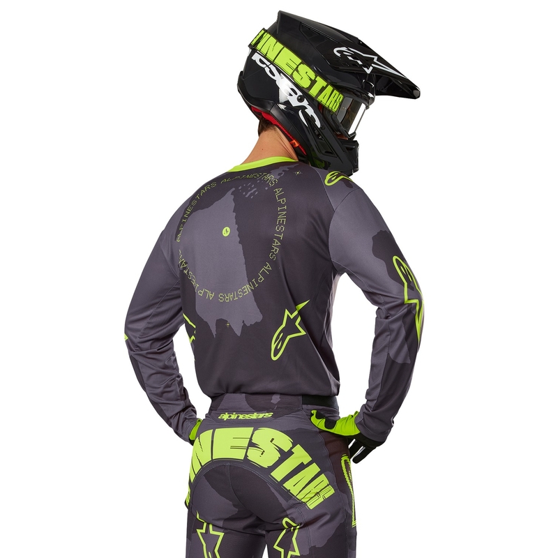 Tricou de motocross Alpinestars Racer Hollow, galben-fluo închis