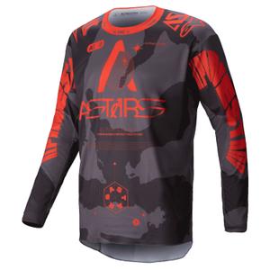 Tricou motocross Alpinestars Racer Hollow gri camo-portocaliu fluo