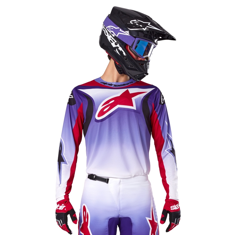 Tricou motocross Alpinestars Fluid Wurx violet-rosu fluo