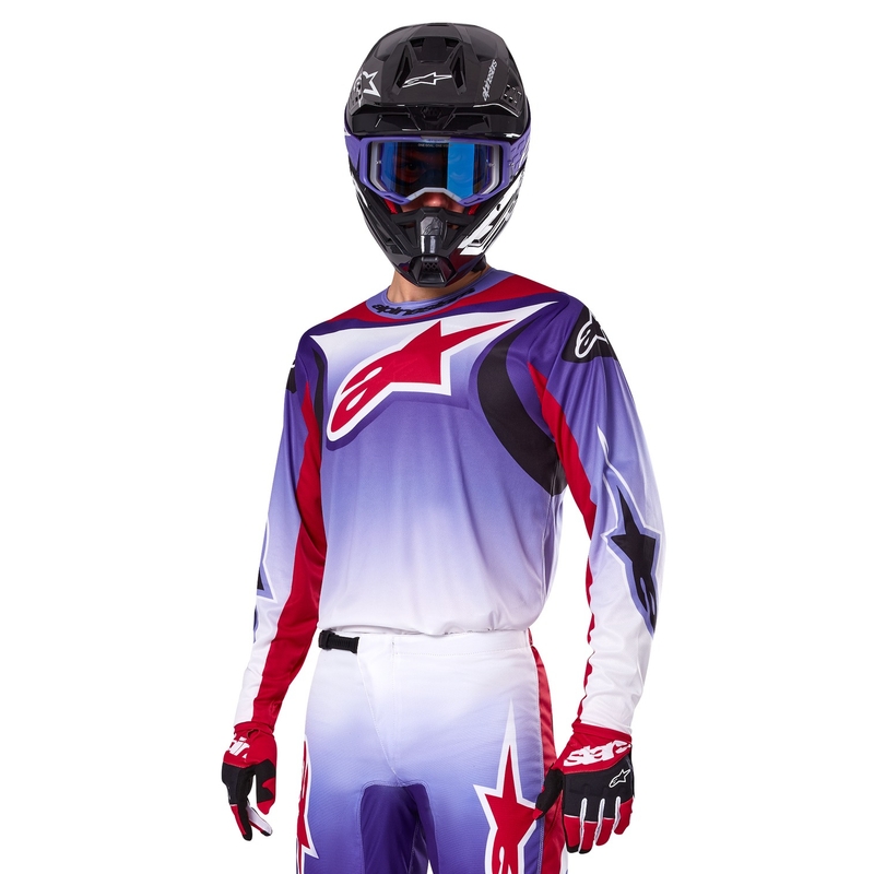Tricou motocross Alpinestars Fluid Wurx violet-rosu fluo