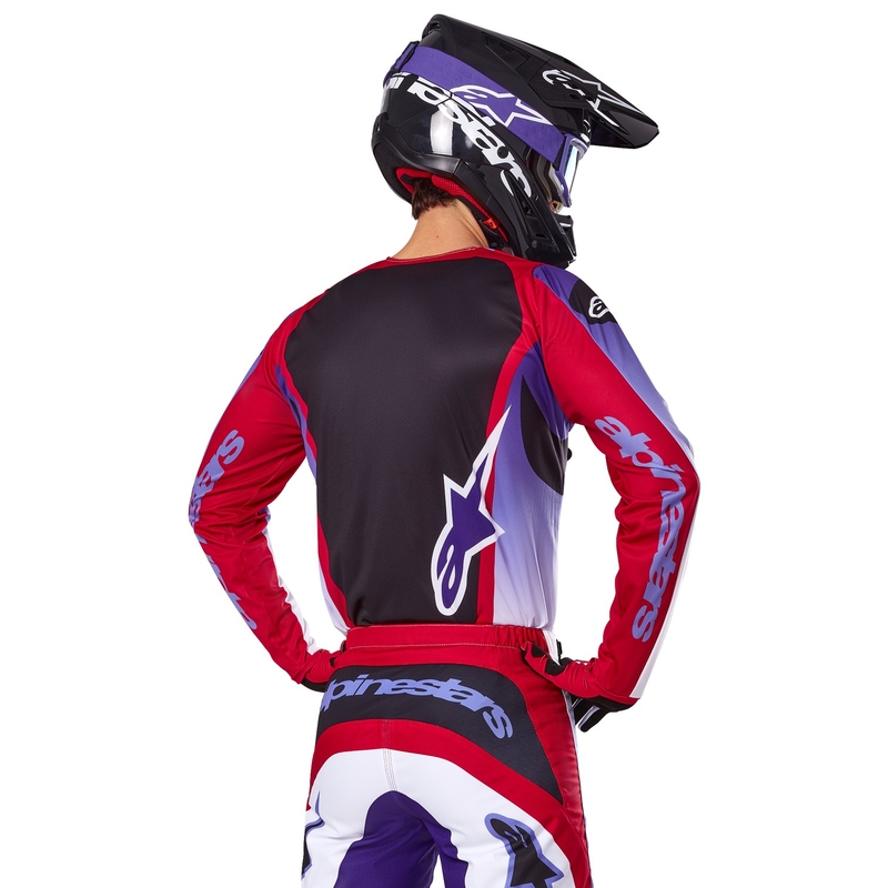 Tricou motocross Alpinestars Fluid Wurx violet-rosu fluo