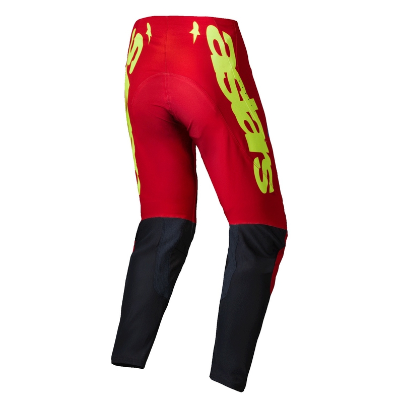 Pantaloni motocross Alpinestars Supertech Maker roșu-galben fluo