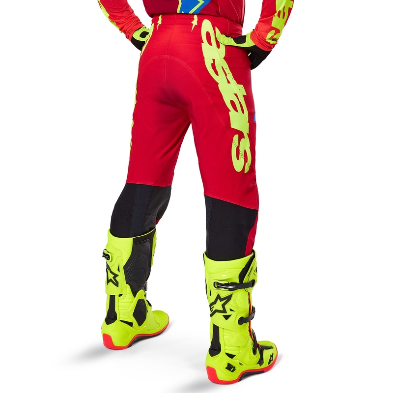 Pantaloni motocross Alpinestars Supertech Maker roșu-galben fluo