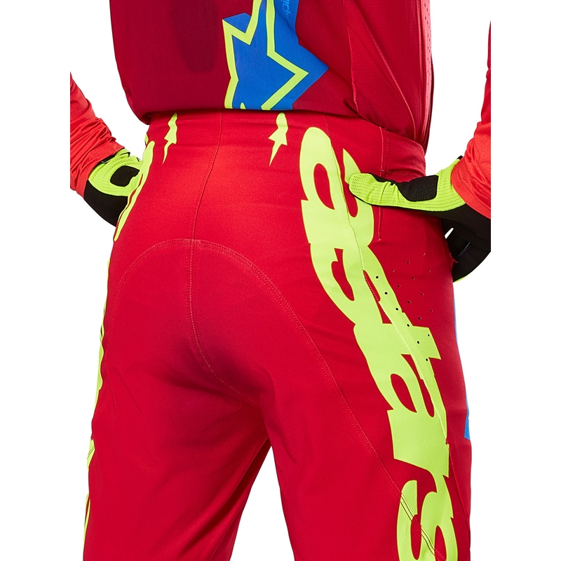 Pantaloni motocross Alpinestars Supertech Maker roșu-galben fluo