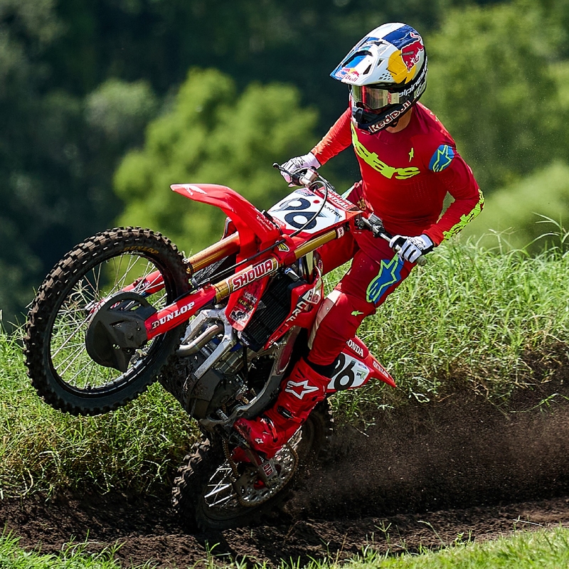 Pantaloni motocross Alpinestars Supertech Maker roșu-galben fluo