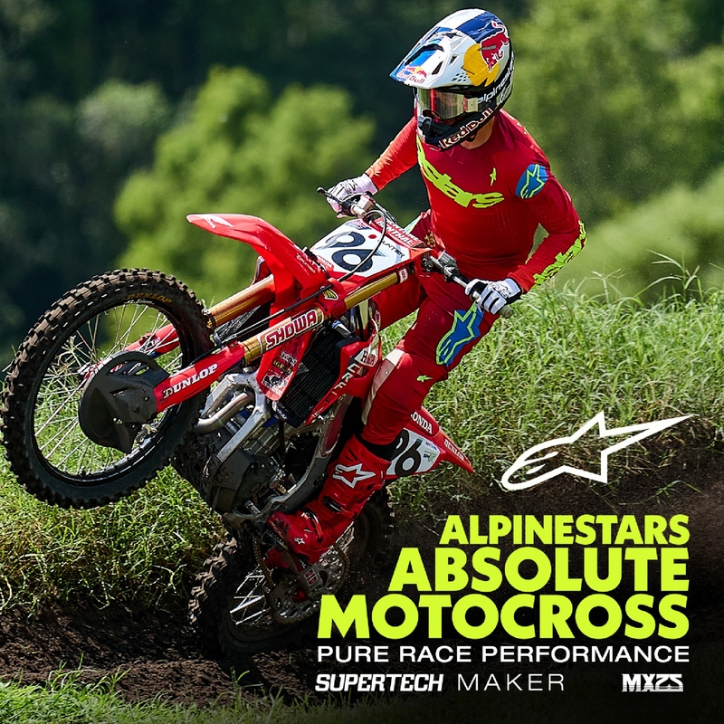 Pantaloni motocross Alpinestars Supertech Maker roșu-galben fluo