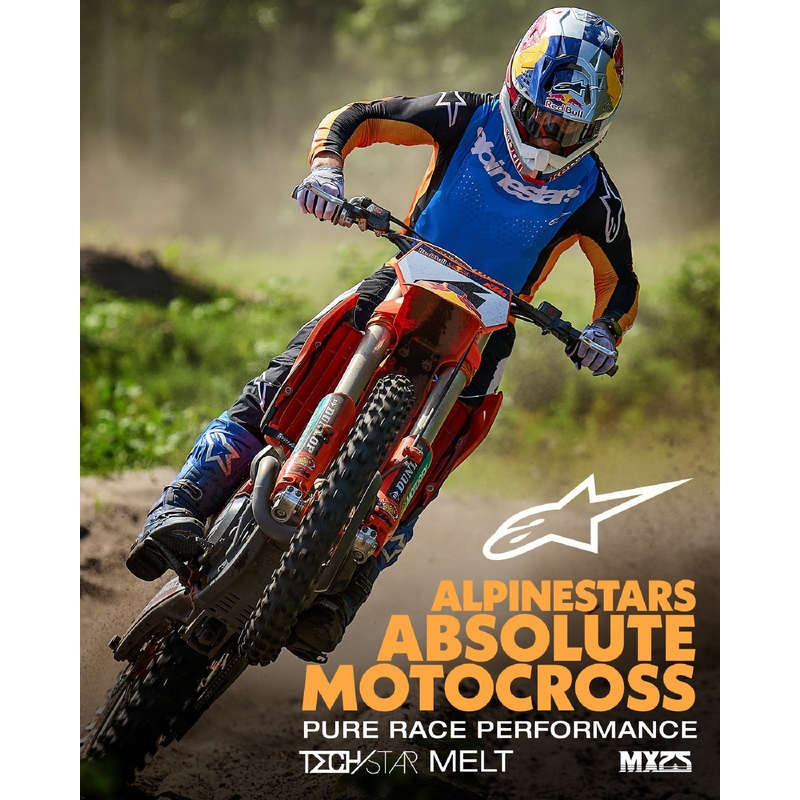 Pantaloni motocross Alpinestars Techstar Melt portocaliu-albastru
