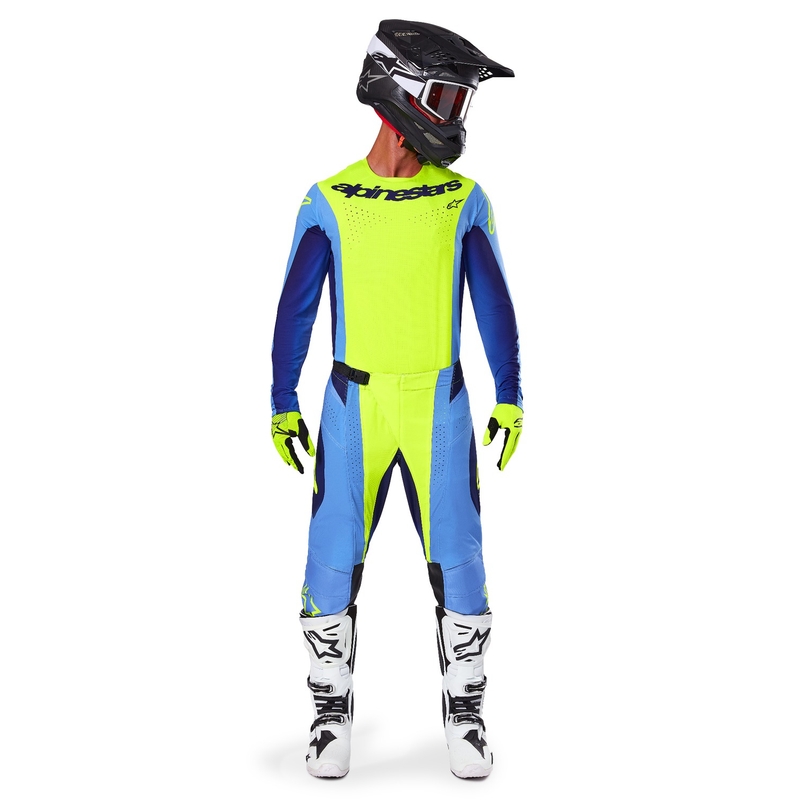 Pantaloni motocross Alpinestars Techstar Melt galben-albastru fluo