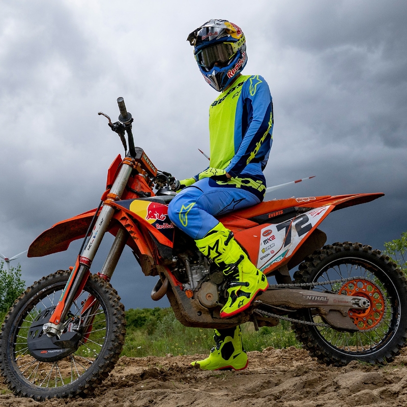 Pantaloni motocross Alpinestars Techstar Melt galben-albastru fluo