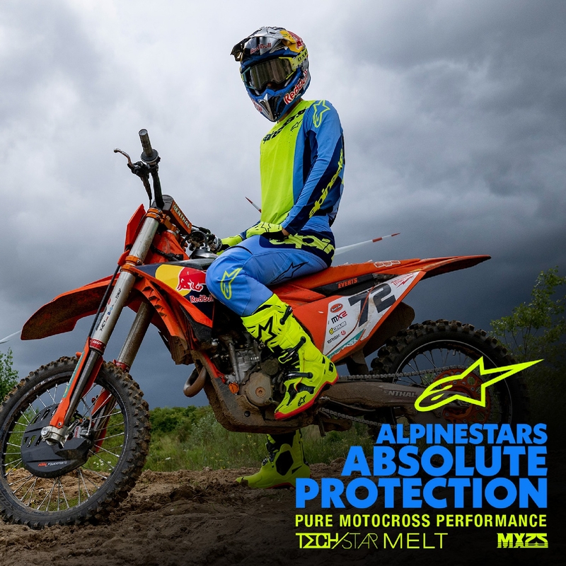 Pantaloni motocross Alpinestars Techstar Melt galben-albastru fluo
