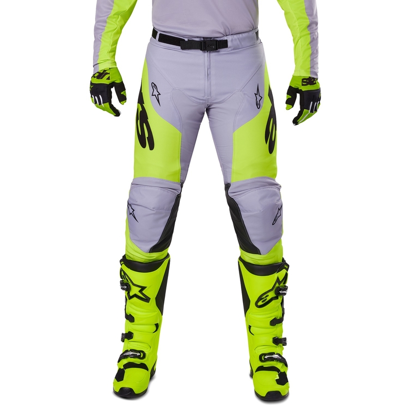 Pantaloni motocross Alpinestars Racer Veil gri-galben fluo