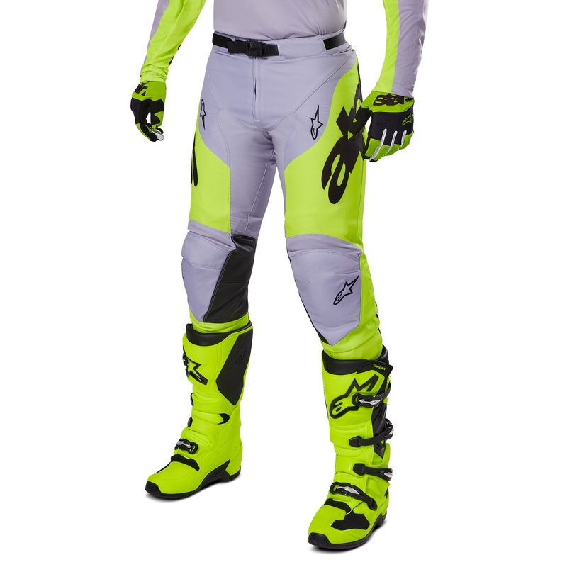 Pantaloni motocross Alpinestars Racer Veil gri-galben fluo