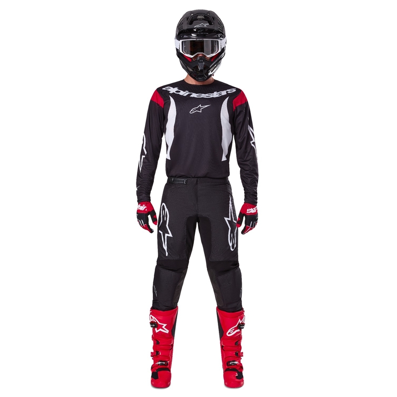 Pantaloni motocross Alpinestars Fluid Haul alb-negru