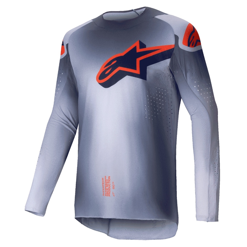 Tricou motocross Alpinestars Supertech Lipan gri-portocaliu fluo