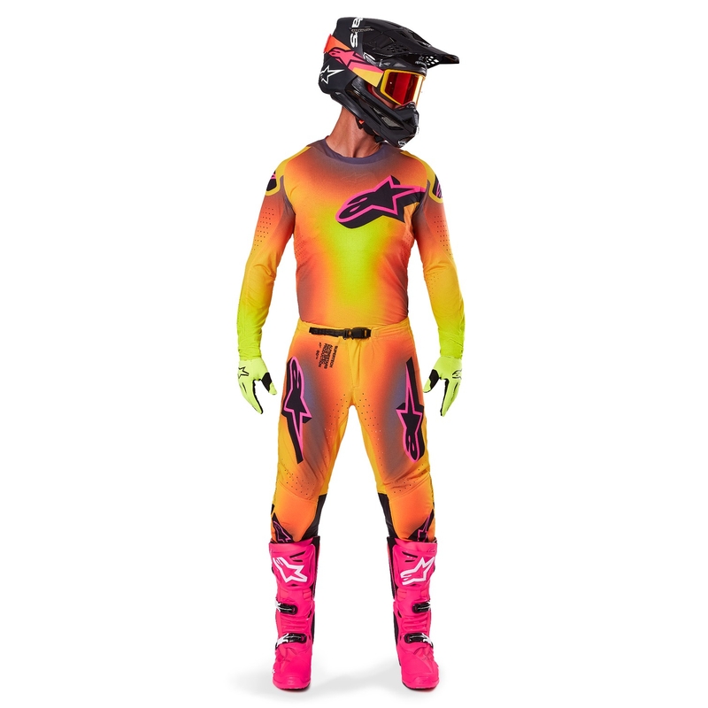 Pantaloni motocross Alpinestars Supertech Lipan galben-roz