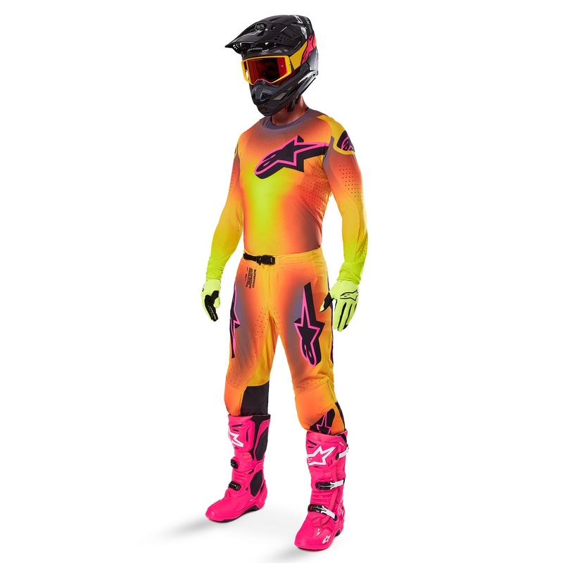 Pantaloni motocross Alpinestars Supertech Lipan galben-roz