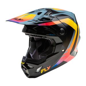 Casca motocross FLY Racing Formula CP negru-gri-curcubeu