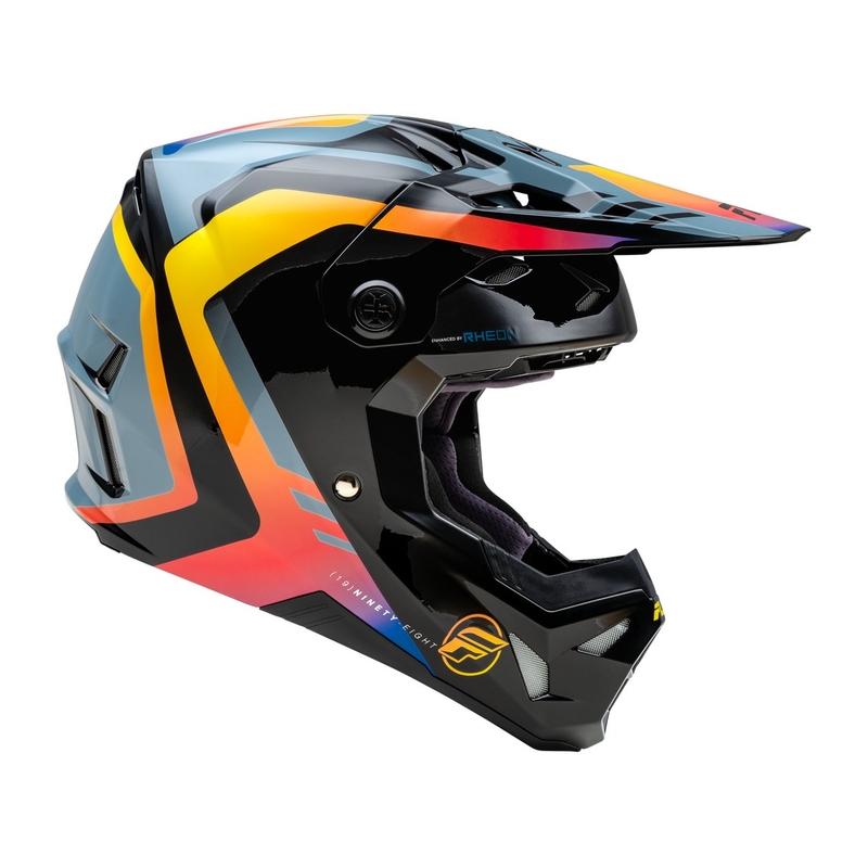 Casca motocross FLY Racing Formula CP negru-gri-curcubeu