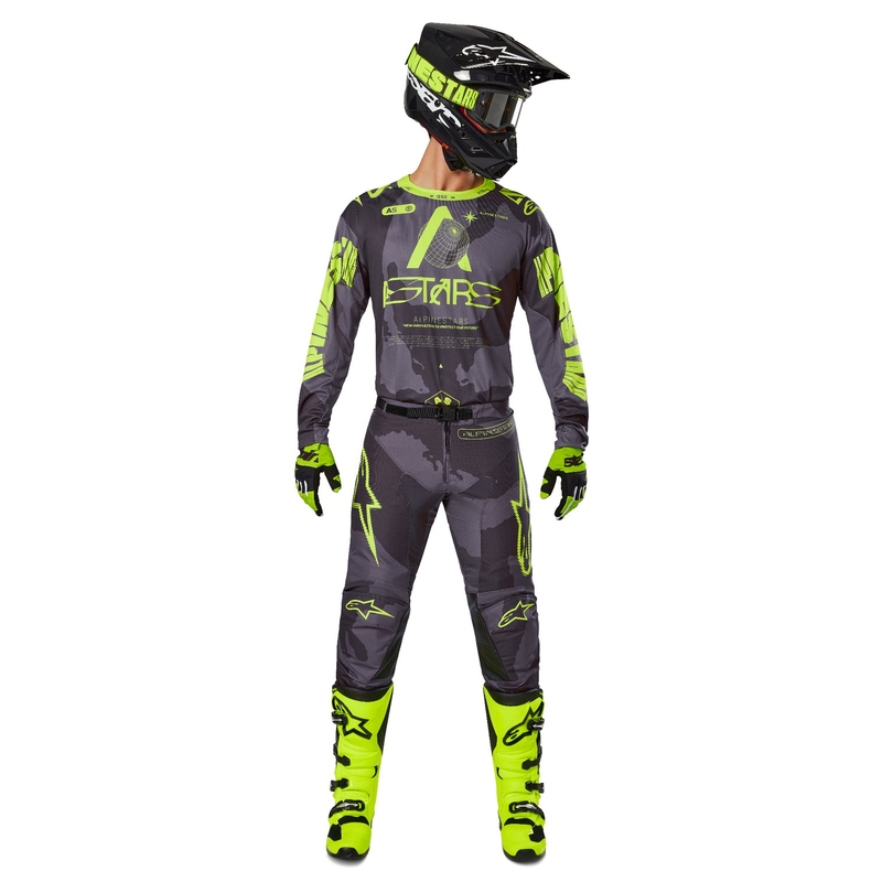 Pantaloni motocross Alpinestars Racer Hollow galben-camo închis închis