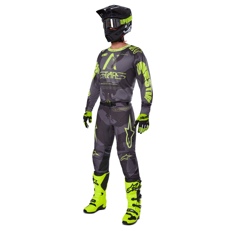Pantaloni motocross Alpinestars Racer Hollow galben-camo închis închis
