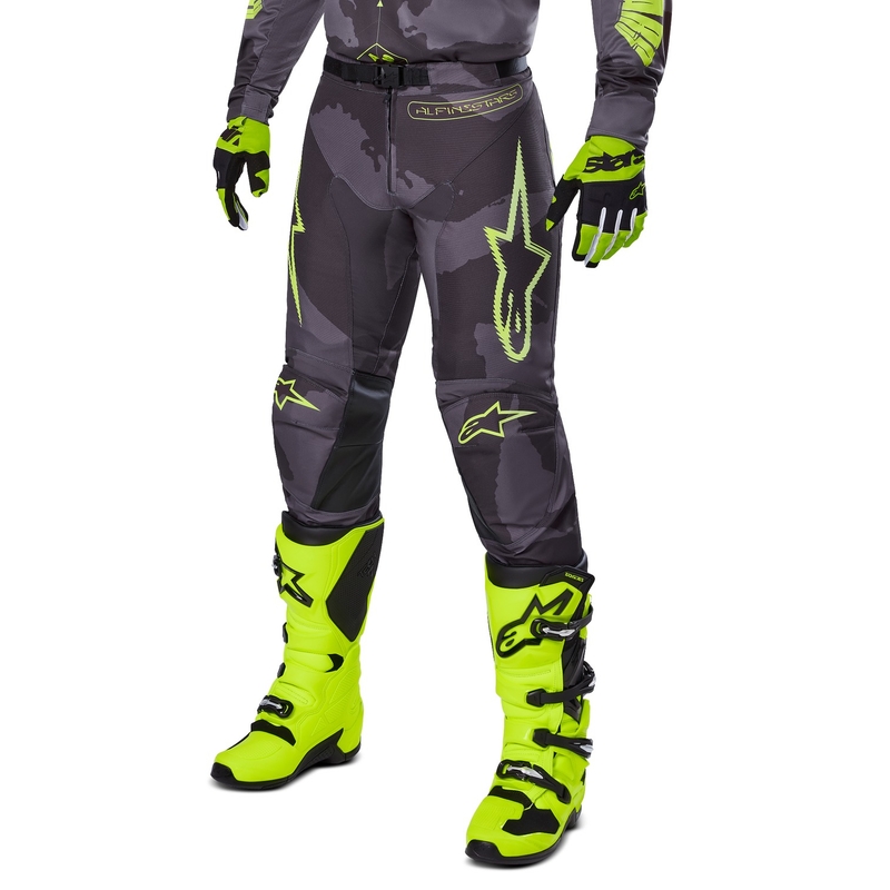 Pantaloni motocross Alpinestars Racer Hollow galben-camo închis închis