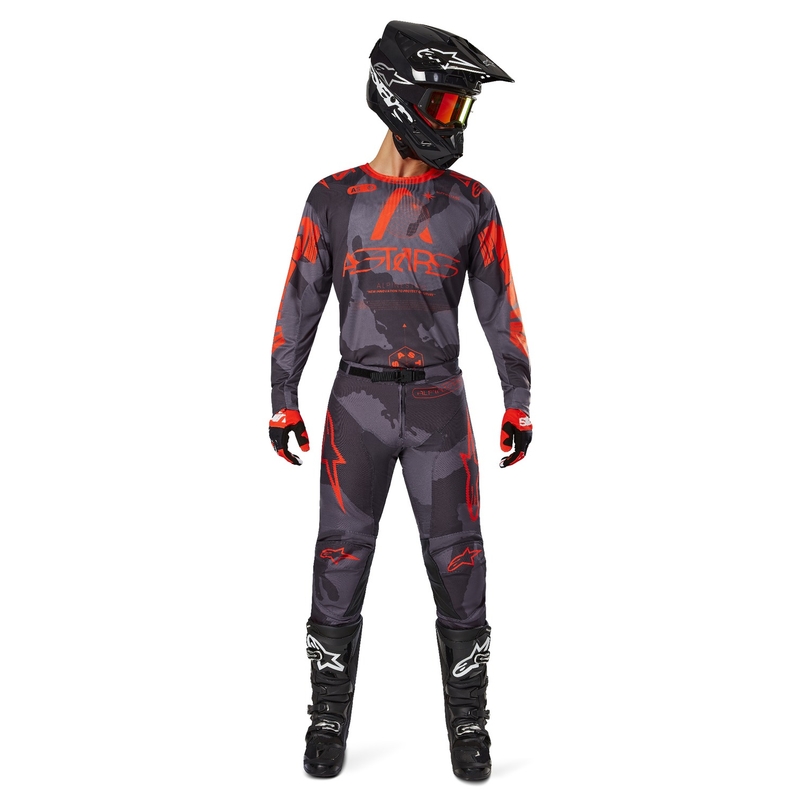Pantaloni motocross Alpinestars Racer Hollow gri camo-portocaliu fluo