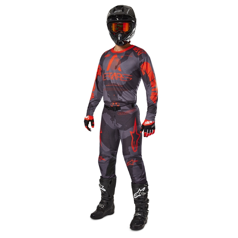 Pantaloni motocross Alpinestars Racer Hollow gri camo-portocaliu fluo
