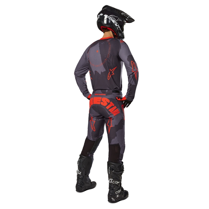 Pantaloni motocross Alpinestars Racer Hollow gri camo-portocaliu fluo