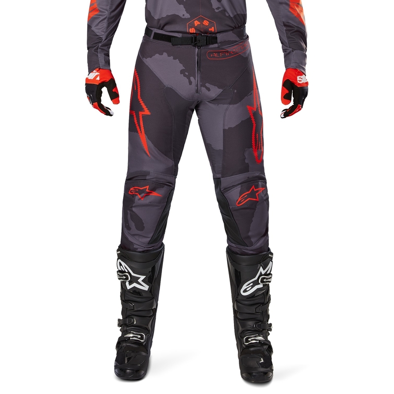 Pantaloni motocross Alpinestars Racer Hollow gri camo-portocaliu fluo