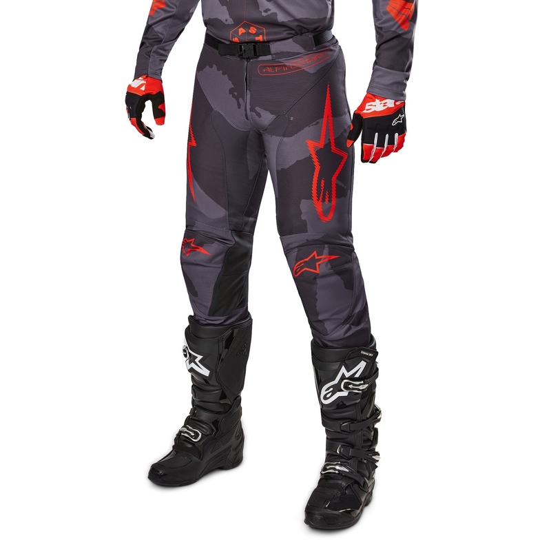 Pantaloni motocross Alpinestars Racer Hollow gri camo-portocaliu fluo
