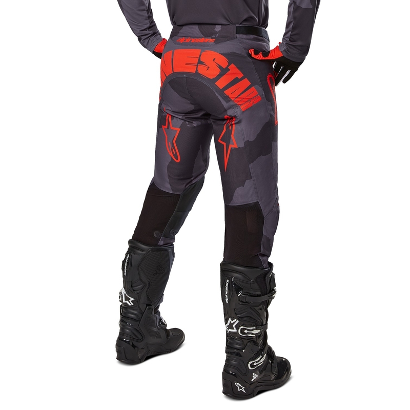 Pantaloni motocross Alpinestars Racer Hollow gri camo-portocaliu fluo