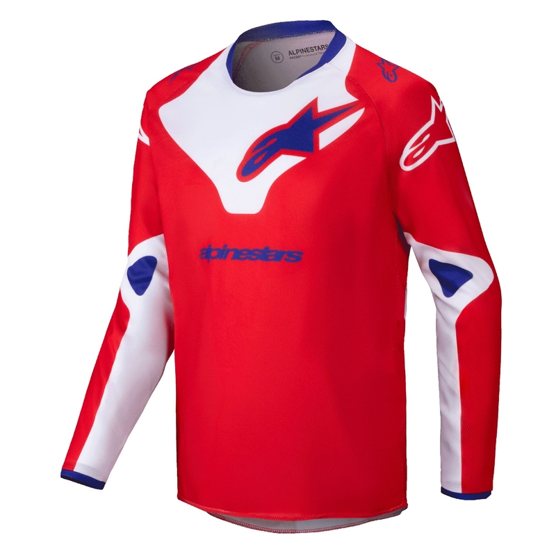 Tricou motocross copii Alpinestars Racer Veil roșu-alb