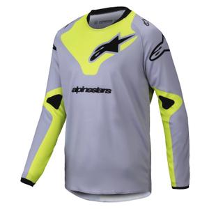 Tricou motocross copii Alpinestars Racer Veil gri-galben fluo