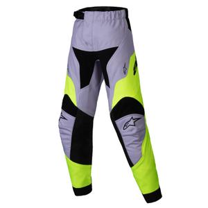 Pantaloni motocross copii Alpinestars Racer Veil Kids gri-galben fluo