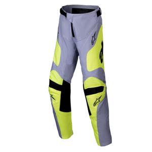 Pantaloni motocross copii Alpinestars Racer Veil gri-galben fluo