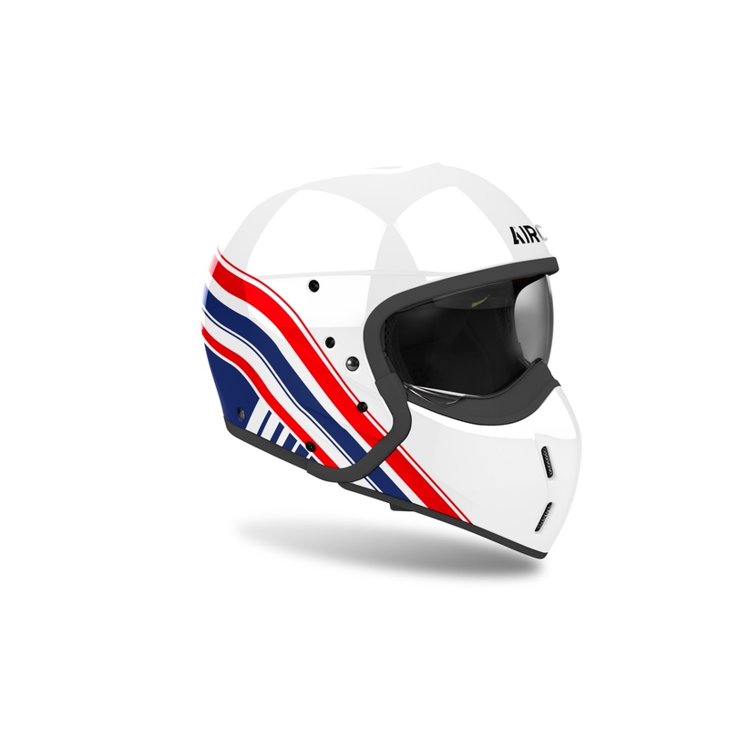 Casca moto modulara Airoh J110 Eon alb-albastru-rosu lucios