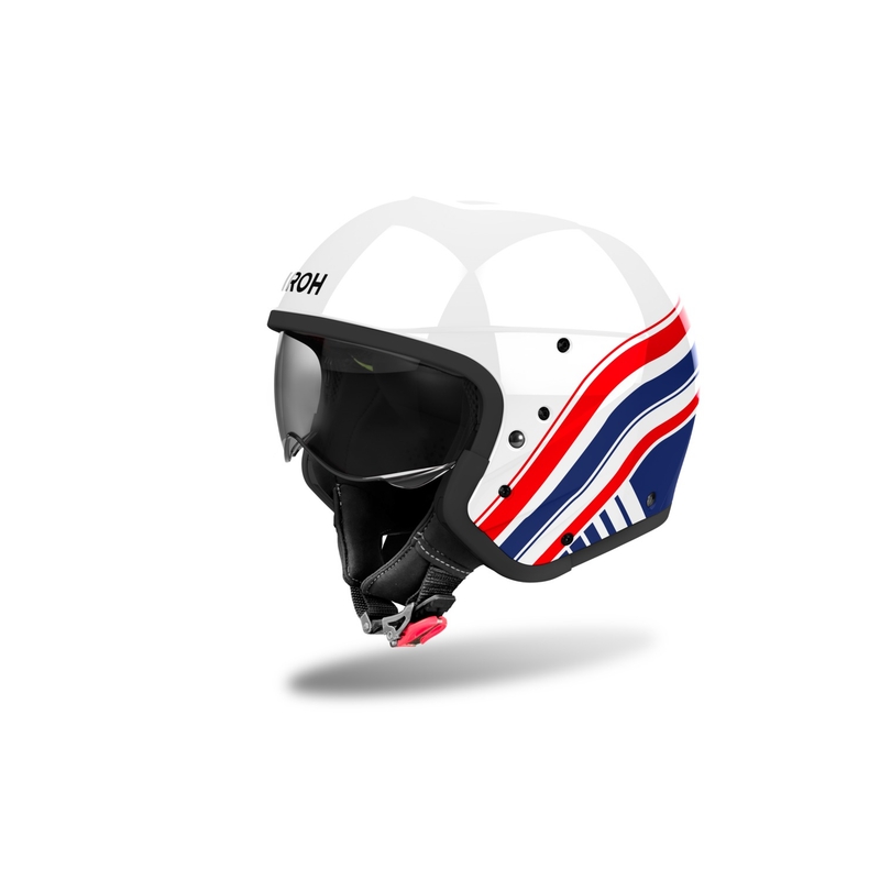 Casca moto modulara Airoh J110 Eon alb-albastru-rosu lucios