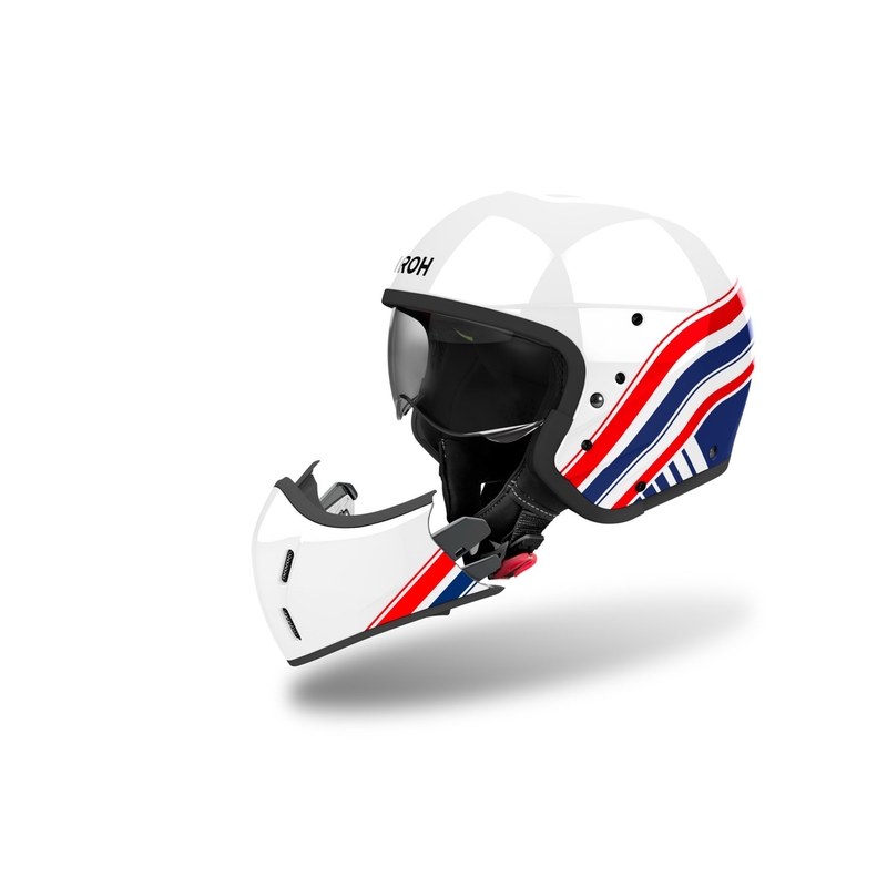 Casca moto modulara Airoh J110 Eon alb-albastru-rosu lucios