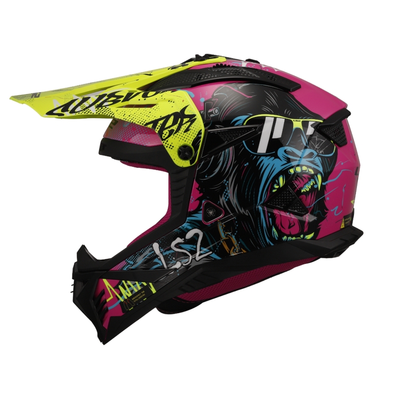 Casca motocross LS2 MX708 Fast II Gorilla violet-galben