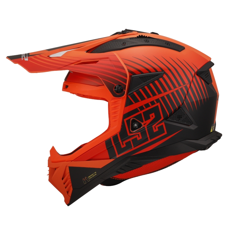 Casca motocross LS2 MX708 Fast II Duck portocaliu-rosu