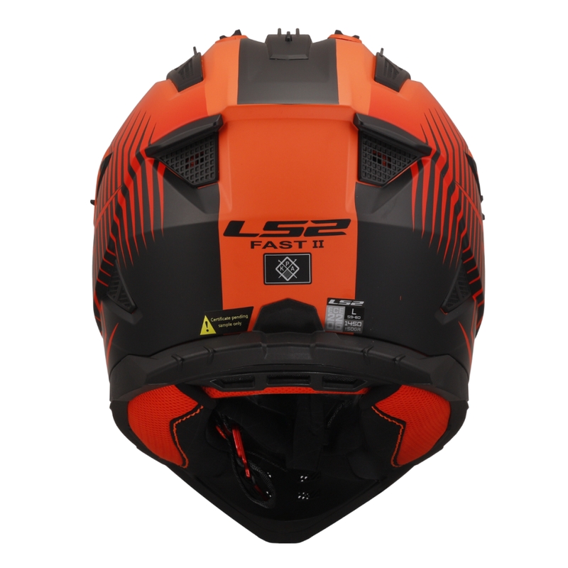 Casca motocross LS2 MX708 Fast II Duck portocaliu-rosu