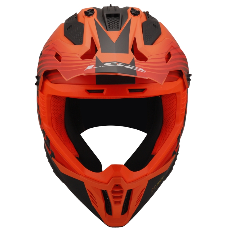 Casca motocross LS2 MX708 Fast II Duck portocaliu-rosu
