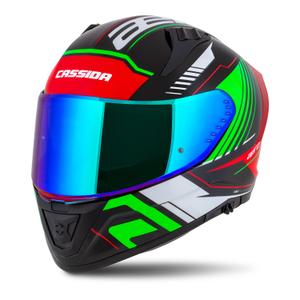 Casca integrala de motocicleta Cassida Aero Drome negru-rosu-verde-alb