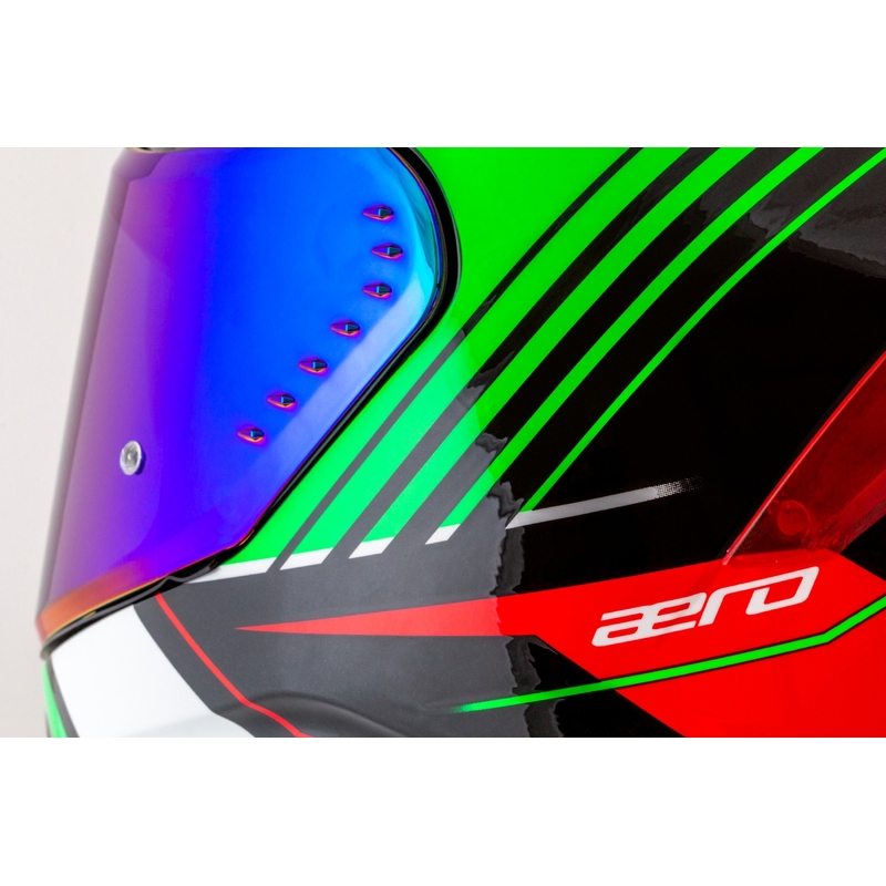 Casca integrala de motocicleta Cassida Aero Drome negru-rosu-verde-alb