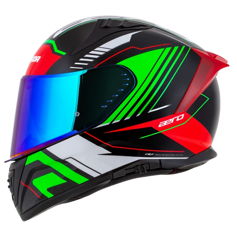 Casca integrala de motocicleta Cassida Aero Drome negru-rosu-verde-alb