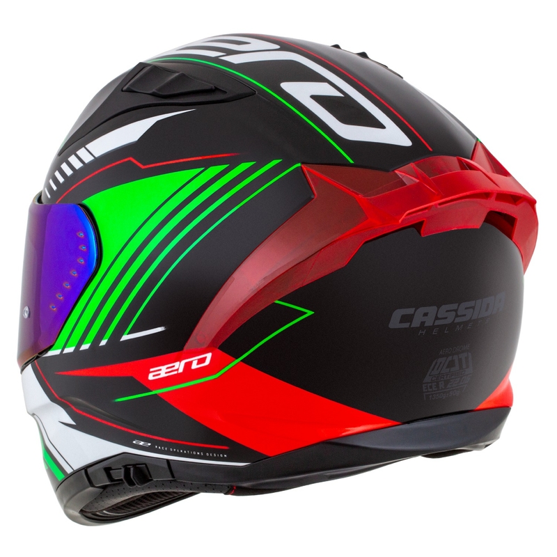 Casca integrala de motocicleta Cassida Aero Drome negru-rosu-verde-alb