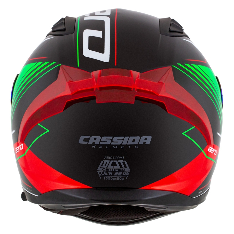 Casca integrala de motocicleta Cassida Aero Drome negru-rosu-verde-alb