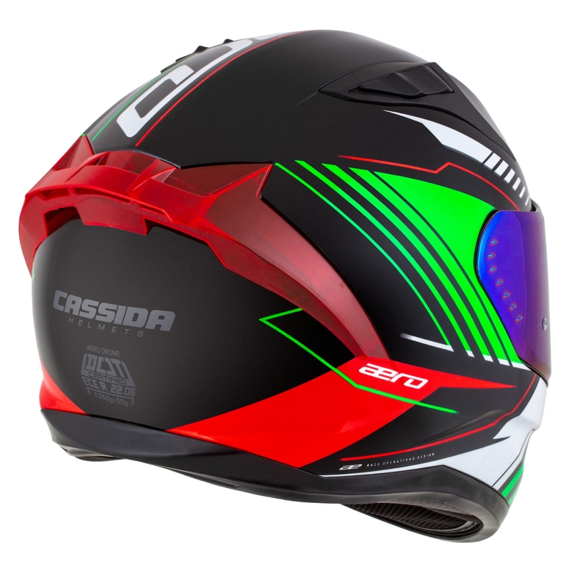 Casca integrala de motocicleta Cassida Aero Drome negru-rosu-verde-alb