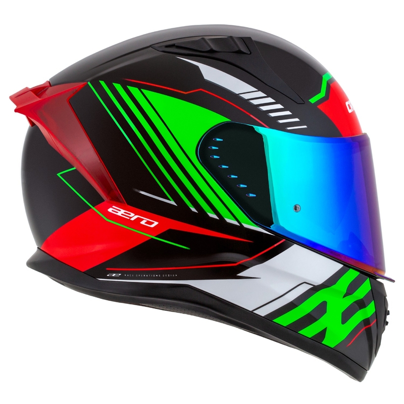 Casca integrala de motocicleta Cassida Aero Drome negru-rosu-verde-alb