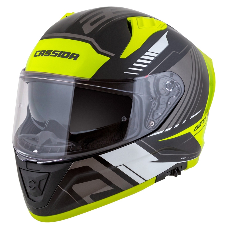 Cassca integrala de motocicleta Cassida Aero Drome negru-galben fluo-alb-gri
